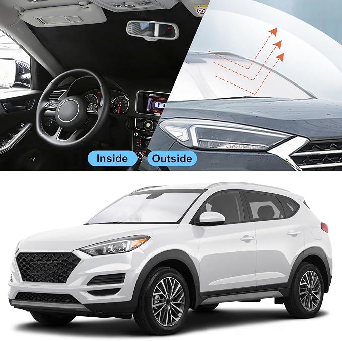 Front Windshield Sun Shade Foldable Car Front Window Sun Shade Windshield Shade Custom Fit for 2016-2021 Hyundai Tucson Block UV Rays Car Accessories Heat Keep Cooler - Image 5
