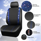 CAR PASS Bling Diamond Car Seat Covers Full Set, Shining Rhinestone Waterproof Faux Leather, Rear with Zipper, Universal Fit Automotive Glitter Crystal Sparkle Strips for Cute Women Girl, Blue - Image 7