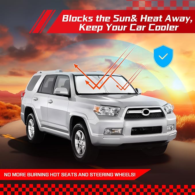 ARISMOTOR Windshield Sun Shade for Toyota 4Runner 4-Runner 2010-2025 | Custom Fit, Foldable, Front Window Sunshade Sun Visor Protector, Block UV Rays, Keep Car Cooler - Image 7