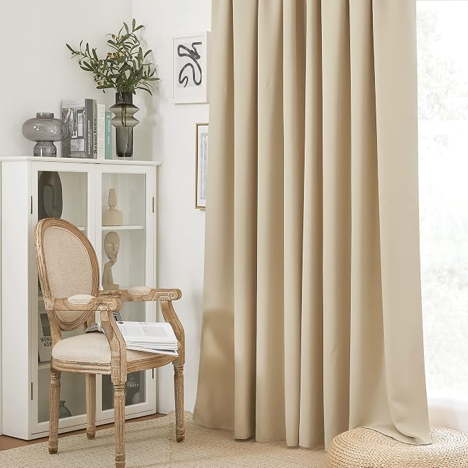 RYB HOME Curtains for Bedroom Living Room Dining Room 102 inches Long | Privacy, Thermal Insulated, Sunlignt Heat Blocking, Drapes for Sliding Patio Door Loft, W42 x L102, Biscotti Beige, 2 Panels - Image 5