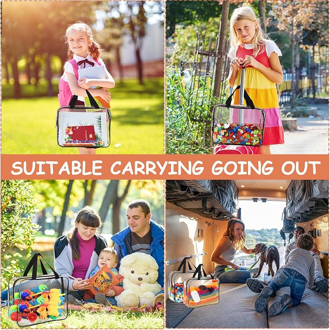 6 Packs Large Toy Storage Bags with Labels, Reusable Clear PVC Board Game Storage, Travel Waterproof Organizer Bags with Zipper for Building Blocks, Puzzle, Kids Books - Image 7
