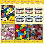 Tesuko 6 Pack Clear Toy Storage Bag with Name Tag& Manual Pocket, Waterproof Transparent PVC Toy Organizer Case for Lego Bricks, Board Games, Building Blocks, Puzzles (Large Capacity, Black) - Image 5