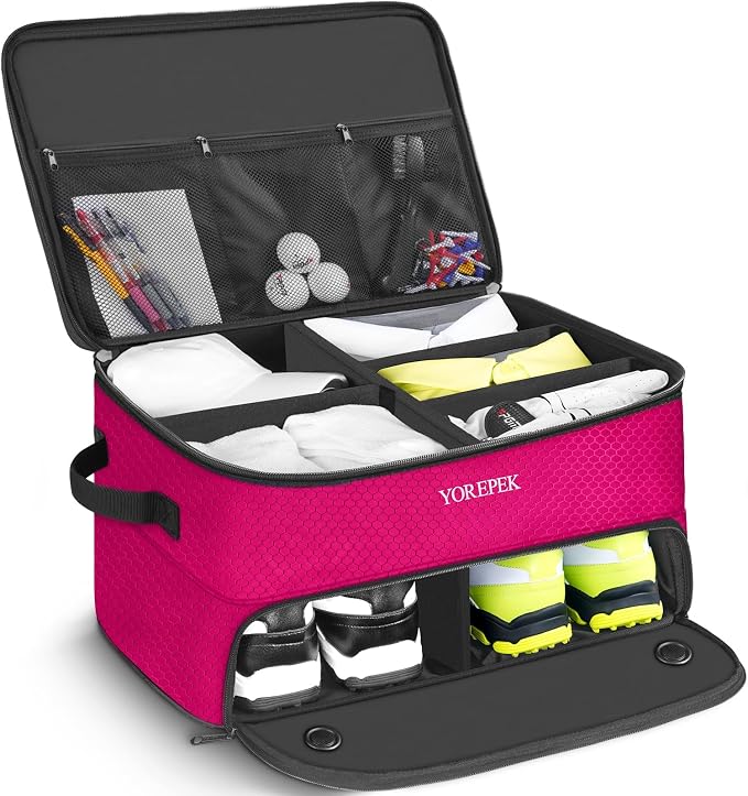 YOREPEK Golf Gifts for Men, 2 Layer Golf Trunk Organizer for 2 Pair Shoes | Waterproof Car Trunk Locker with Separate Ventilated Compartment for Balls, Tees, Clothes, Gloves, Birthday Gifts for Golfers - Image 10