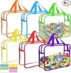 6 Color Large Toy Storage Bags with Labels, Reusable Clear PVC Board Game Storage, Travel Waterproof Organizer Bags with Zipper for Building Blocks, Puzzle, Kids Books by OPELETNNT