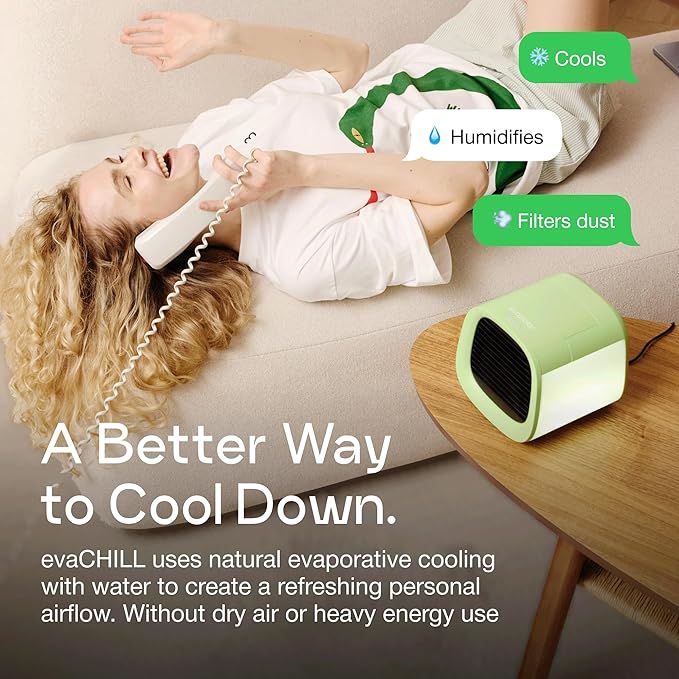 Evapolar Portable Air Conditioners - Small Personal AC Unit - Evaporative Air Cooler for Desk & Camping - Swamp Cooler - Evachill, Green - Image 2