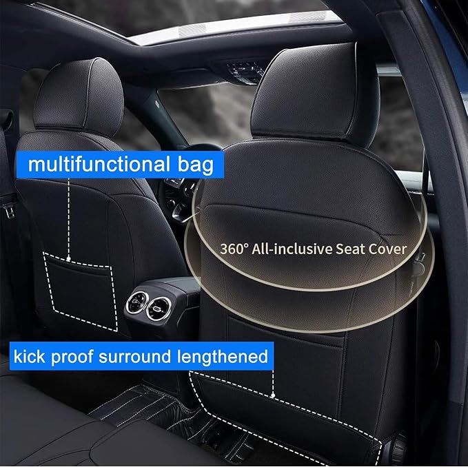 Seat Covers for Honda Civic Hatchback 2022-2024 Full Set Black | Custom Fit Sport LX & Hatchback Hybrid Sport Seat Covers, Water Resistant Faux Leather, Pet friendly, Anti-scratch - Image 5