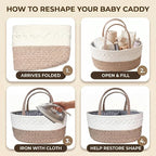 Baby Diaper Caddy Organizer with Removable Compartments, 14.2"L x 7"W x 8.7"H, 100% Handmade Woven Cotton Rope, Portable Nursery Storage Basket for Car and Changing Table, Shower Newborn Gift - Image 6