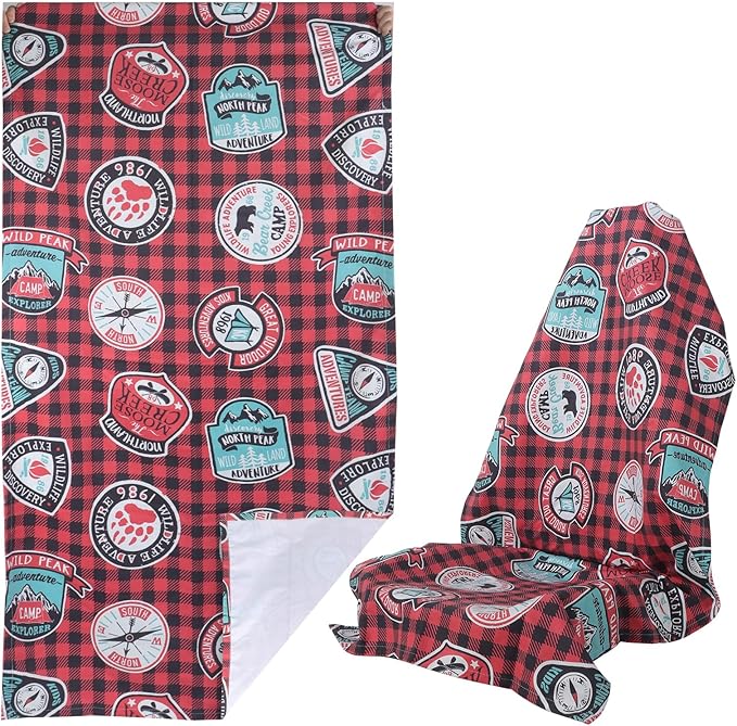 Car Seat Towel Covers Front Seats for Yoga,Gym,Workout,Sports,Running and Camping,Automotive Cute Washable Sweat Towels Seat Protector Cover Blanket for Cars Golf Trucks (Red Cowboy, 1Pcs) by LoyaGour