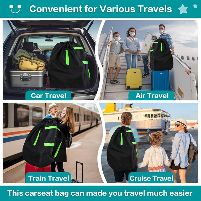 Waterproof Car Seat Bags For Airplane Travel, Durable Carseat Cover For Air Travel Car Seat Travel Bag with Shoulder Straps and 2pcs Luggage Tags For Airplane - Image 7
