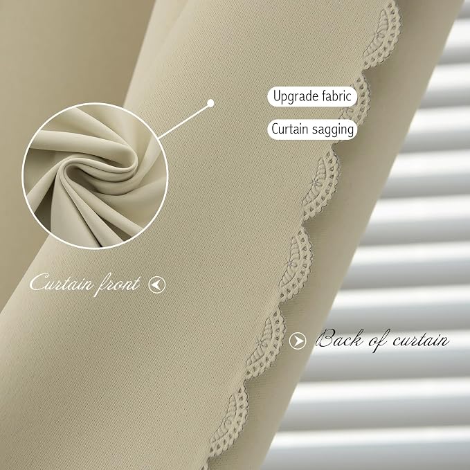 Self Adhesive Portable Blackout Curtains for Bedroom Easy to Install Window Thermal Lnsulated Kitchen Room Darkening Small Window Curtains, 47" W X 96" L, Beige, 2 Panels - Image 5