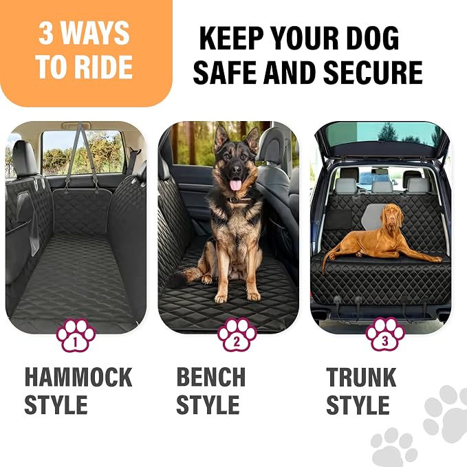 Active Pets Dog Car Seat Cover Car Seat Protector- Dog Seat Cover for Back Seat of SUVs, Trucks, Cars - Waterproof & Convertible Vehicle Hammock for Car Backseat - Mesh Window- Blue, XL - Image 9