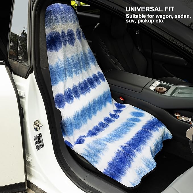 Waterproof Sweating Car Seat Cover for Post Gym Workout, Running, Swimming, Beach and Hiking, Universal Fit Non-Slip Bucket Seat Protector for Cars SUV Trucks, Machine Washable (Blue & White) - Image 6
