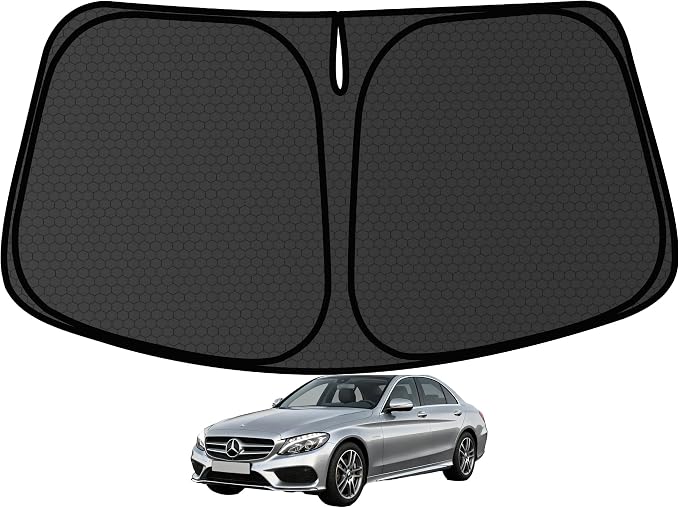 C-Class Windshield Sun Shade for Benz C-Class C200 C250 C300 C400 W205 2008-2021 Blocks UV Rays Accessories,1:1 Custom Foldable Thickened Wear-Resistant Front Window Sunshade Visor by Achaltiza