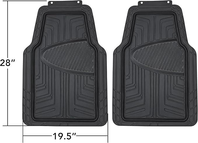 Amazon Basics 2-Piece Premium All-Season Anti-Slip Rubber Floor Mats for Cars, SUVs and Trucks, Universal Trim to Fit, Black - Image 2