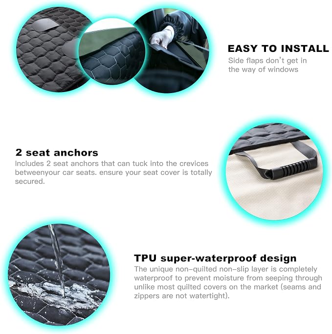 Meginc Dog Seat Covers for Back Seat, Dog Car Seat for Tesla Model 3, 100% Waterproof Pet Seat Cover Protects from Scratches, Scuffs, Hammock for Tesla with Mesh Window & Headrest Protection - Image 8