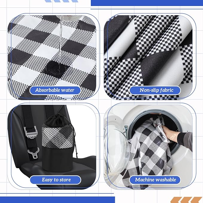 Hahafelt 2 Pack Car Seat Towel Cover with Storage Bag, Retro Plaid | 63 x 32 in Car Towel Seat Cover Non Slip Waterproof, Gym Workout Swimming Running, Machine Washable Sweat Absorbent Protector - Image 4