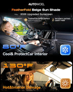 Cooling Windshield Sun Shade for Ford F150 2015-2026, 240T Beige, Foldable | Heat-Insulating Fabric, 99% UV Protection and Heat Insulation, Storage Bag Included, for Cars SUVs and Trucks, Easy to Store - Image 2