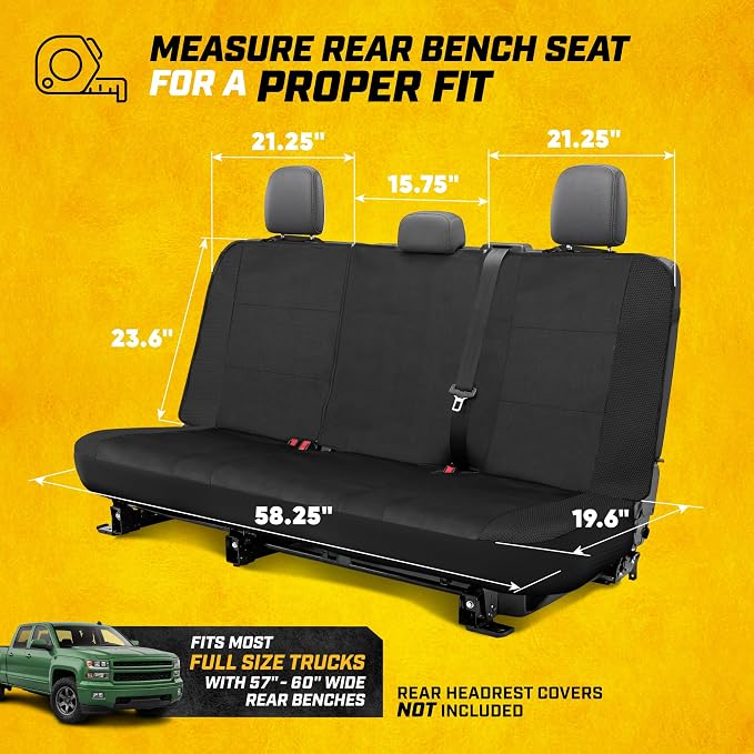 CAT MeshFlex Seat Covers Full Set for Full-Size Pickup Trucks Only - Black | Front Bucket Seat Covers & 60/40 Split Rear Bench Protector – Interior Accessories For F-150, Silverado, Ram, Sierra & Tundra - Image 7