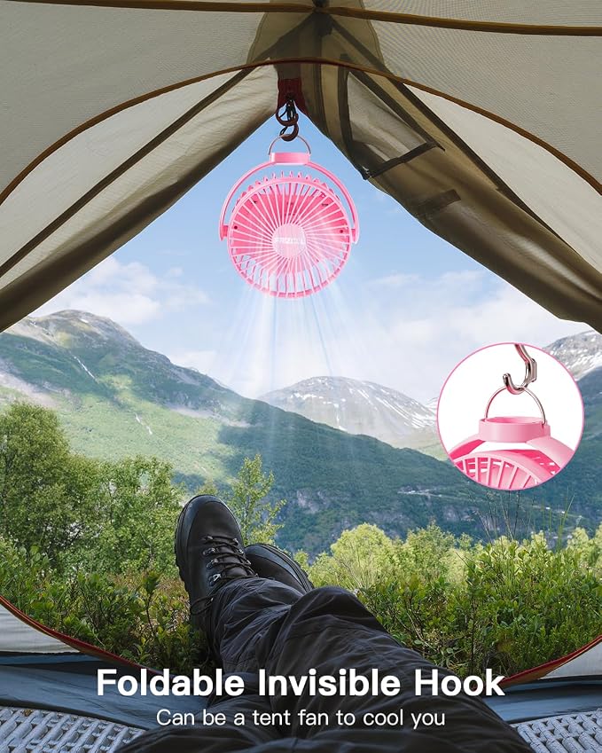 FRIZCOL 12000mAh Portable Stroller Fan, Use As Power Bank, 65H Battery Operated Fan Flexible Tripod Clip On Fans, Detachable Personal Handheld Baby Fans for Stroller, Car seat, Desk, Treadmill（Pink） - Image 6