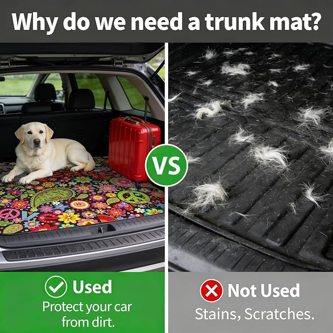 Car Trunk Mat - Universal Size 29" x 39", Floral Pattern Cargo Liner | Car Accessory for SUVs/Sedan/Wagons, Durable Protective Mat, Trunk Liner for Families/Travel Enthusiasts - Image 4