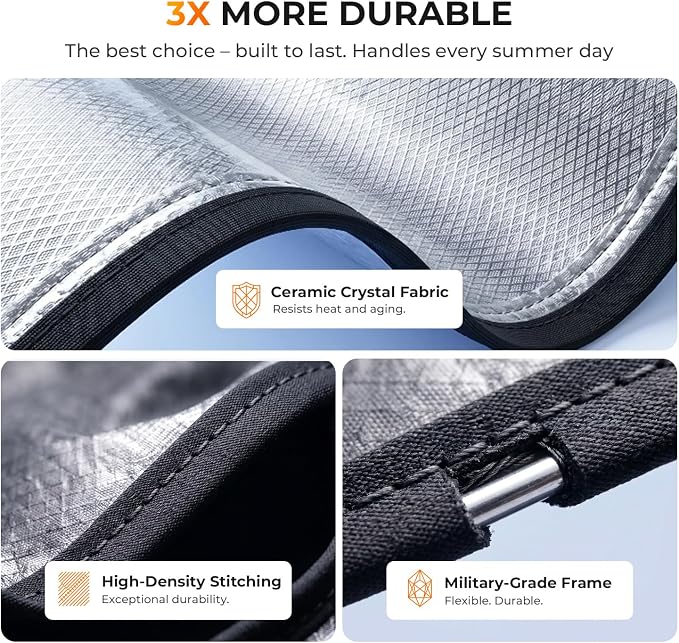 [2026 Upgraded] DooGooCoo Windshield Sun Shade for Subaru Crosstrek 2018-2025 2026 [Cooling Ice-Crystal, 100% Sun Block ] Sunshade for Car Windshield for Subaru Crosstrek Sun Shade, Custom Fit. - Image 8