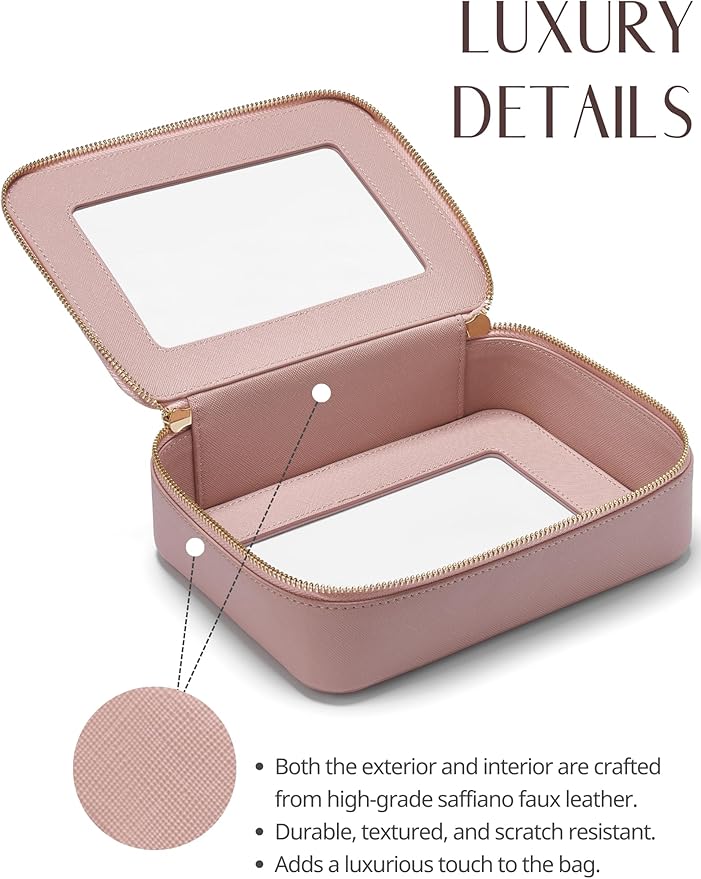 Clear Makeup Case Toiletry Bag Travel Clear Cosmetic Bag with Zipper, Small Make Up Bag Traveling, Pink, Medium - Image 4