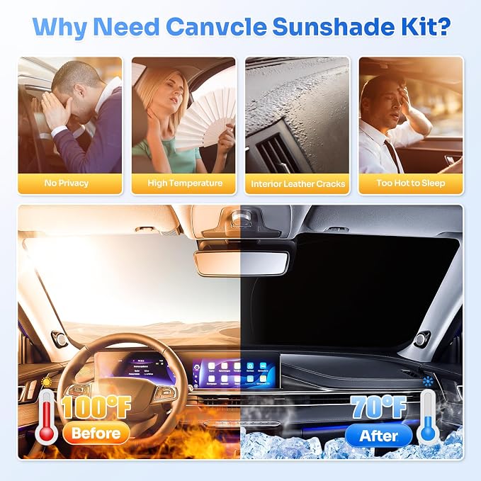 Canvcle Window Shades for 2013-2018 Toyota RAV4 Accessories Windshield Sun Shade Side Rear Window Cover Sunshade Sun Visor Shield Privacy Protection for Camping Keep Vehicle Cool Black 8PCS - Image 3