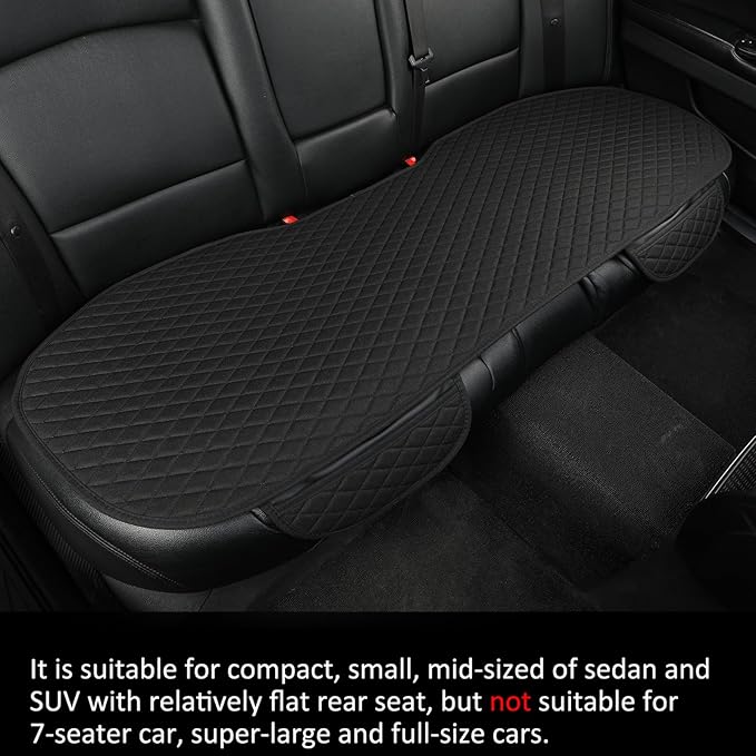 West Llama Linen Car Seat Covers,Bottom Seat Covers for Cars Include 1 Pair Front Driver Seat Pad Mat and 1 Rear Bench Cover Universal Fits 90% Vehicles,SUVs,Cars,Sedans(3Piece-Black) - Image 6