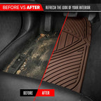 Motor Trend FlexTough Performance All Weather Rubber Car Floor Mats - 3 Piece Floor Mats Automotive Liners for Cars Truck SUV, Heavy-Duty Waterproof (Brown) - Image 8
