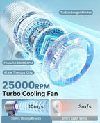 DIGIX Portable Handheld Turbo Fan with Ice Cooling, Rechargeable Personal Fan, Up to 15Hrs Cooling, 100 Speeds 25000RPM Powerful Portable Fan for Travel Outdoor,120° Adjustable, LED Display (Grey) - Image 3