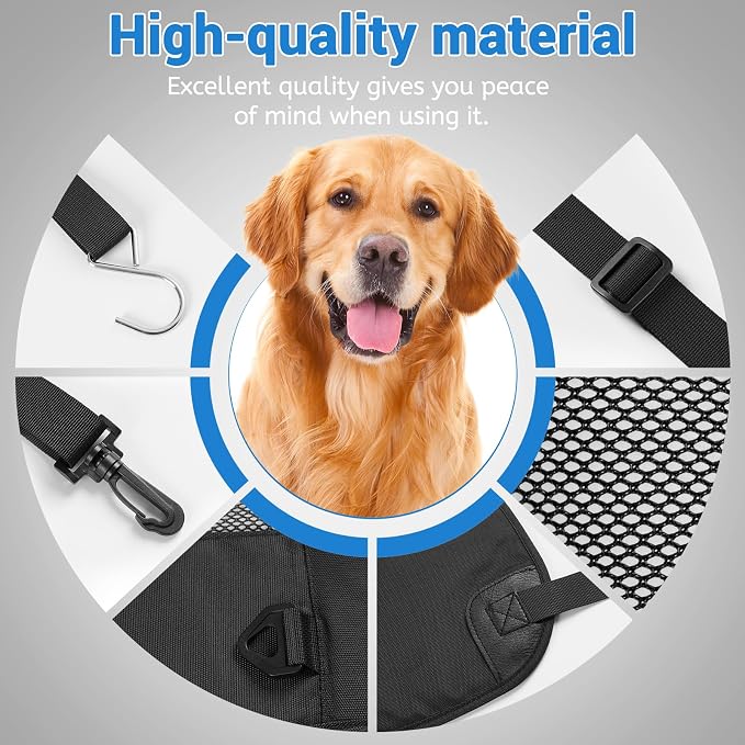 Dog Car Backseat Barrier, Padded and Durable Nylon Net Pet Barrier, Vehicle Travel Dog Fence with 2 Mesh Windows, for Safe Driving, Easy to Install and Adjust for All Cars - Image 4