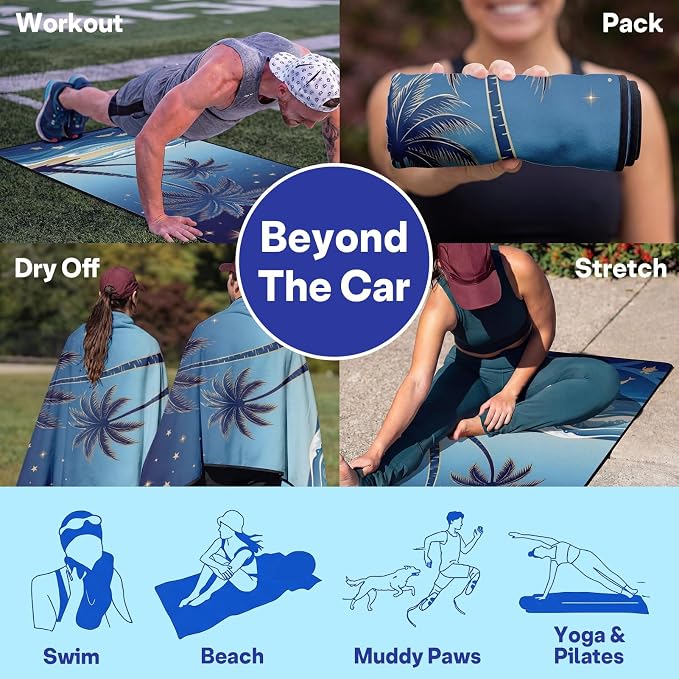 2 Pack Car Seat Towel Covers, Sweat-Proof Microfiber Seat Protectors for Gym, Running, Beach & Workout, Breathable Quick-Dry, Machine Washable, Starry Palm Sea Print, Universal Fit - Image 6