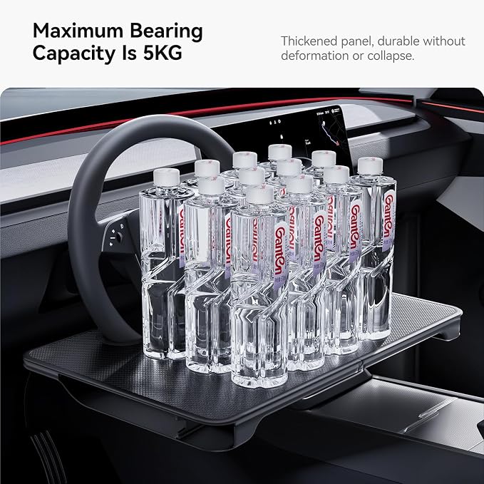YONZEE 2-in-1 Car Steering Wheel Desk Tray & Car Seat Gap Filler Organizer – Foldable Carbon Fiber Look Table for Laptop, Eating Food, Writing – for Standard Round Steering Wheels - Image 7