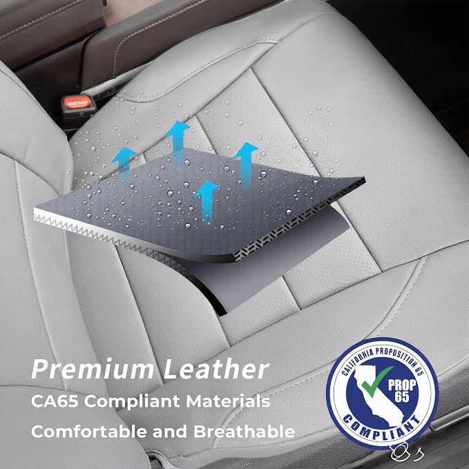 coverdream Full Set Leather Seat Covers for Toyota Corolla 2023-2026 LE Sedan(Not fit Hybrid),Airbag Compatible,Waterproof Car Seat Protector,Fit Like A Glove(Gray) - Image 9