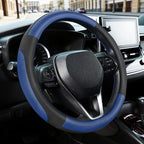 SEG Direct Car Steering Wheel Cover for Prius Civic Model 3 / Y 14"-14.25" | Small Size 35.5-36 cm for Camaro, Microfiber Leather, Anti-Slip Comfortable Grip, Auto Interior Accessories, Black and Blue by SEGDirect