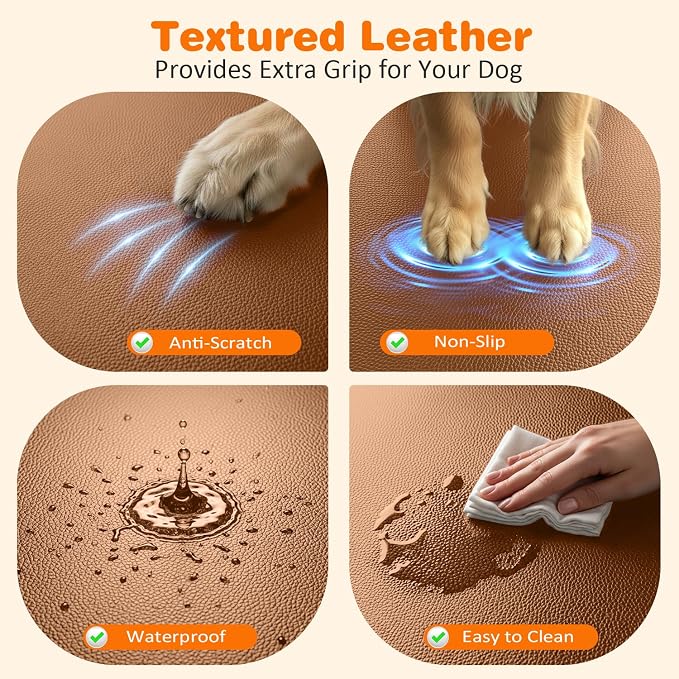 URPOWER PU Leather Hard Bottom Dog Car Seat Cover, Back Seat Extender | 500 lbs Support, 45% More Space, Waterproof, Scratch Resistant, Non-Slip, Mesh Window, Easy Care, Dog Seat Belt Included - Image 3