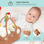 HIPHOP PANDA 2-Pack Diaper Caddy Organizer - Nursery Storage Bin & Car Organizer for Diapers, Wipes, and Baby Essentials - Dual-Color Solid Set (Caramel/Oatmeal), Regular Size - Image 4
