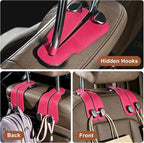 CoBak Purse Hook for Car - Universal Premium Stitched Leather and Aluminum-Magnesium Alloy Double Car Seat Back Storage Hook for Purses, Handbags, Bags (2 Pack),Raspberry - Image 5