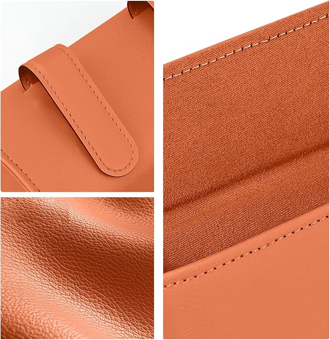 Universal Car Sunglasses Holder for Sun Visor, Premium Magnetic Leather Eyeglass Hanger Clip & Visor Organizer, Large Capacity Car Interior Accessories Fit for Women Men Orange - Image 4