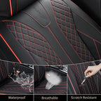 FLORICH Leather Car Seat Covers, Automotive Seat Cover 2 Pack Waterproof Seat Covers for Cars Driver Seat Cover Protectors Universal Fit for Most Cars SUV Trucks Vehicles, Black&Red Line - Image 6