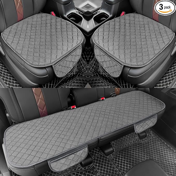 surpassme Car Seat Covers Universal Seat Covers for Car Accessories with Storage Pockets, Car Front Seat Covers and Rear Bench Coverfor Automotive, SUV, Truck, and Van(Grey) by Surpassme
