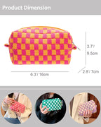 Checkered Makeup Bag for Purse, Small Cosmetic Pouch,Red Orange,6 Pack | Cute Zipper Makeup Organizer for Women, Travel Essentials, Toiletries, Makeup Brushes, Beauty Accessories&Bridesmaid Gifts - Image 3