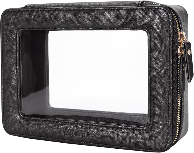 Aveniee Clear Makeup Bag Organizer,Large Travel Toiletry Bag for Women, Waterproof Cosmetic Pouch with Zippers,Car Organizers and Storage Case for Accessories,Black by Aveniee