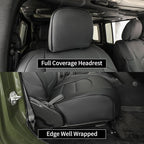 coverdream Wrangler Seat Covers Full Set for 2018-2026 Jeep Wrangler Rubicon,Sport,Sahara SUV,Rear Split Seat w/No Armrest,Fully Covered,Luxury Waterproof Leather Car Seat Protector(Black) - Image 5