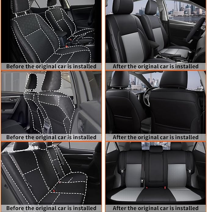 Custom Fit Seat Covers for Toyota Corolla 2014-2019 L, LE, LE Eco | Black Full Set. Premium Faux Leather, Waterproof, Airbag Compatible, easy maintenance, factory-style fit, Precision fit - Image 5