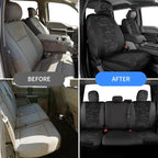 EKR F150 Seat Covers for (4 Door,SuperCrew) 2015-2020 Ford F150 & (CrewCab) 2017-2022 F250/F350/F450 SuperDuty Limited/King Ranch/Lariat/Platinum Full Set,Faux Leather(Black/Gray Camo A122) - Image 6
