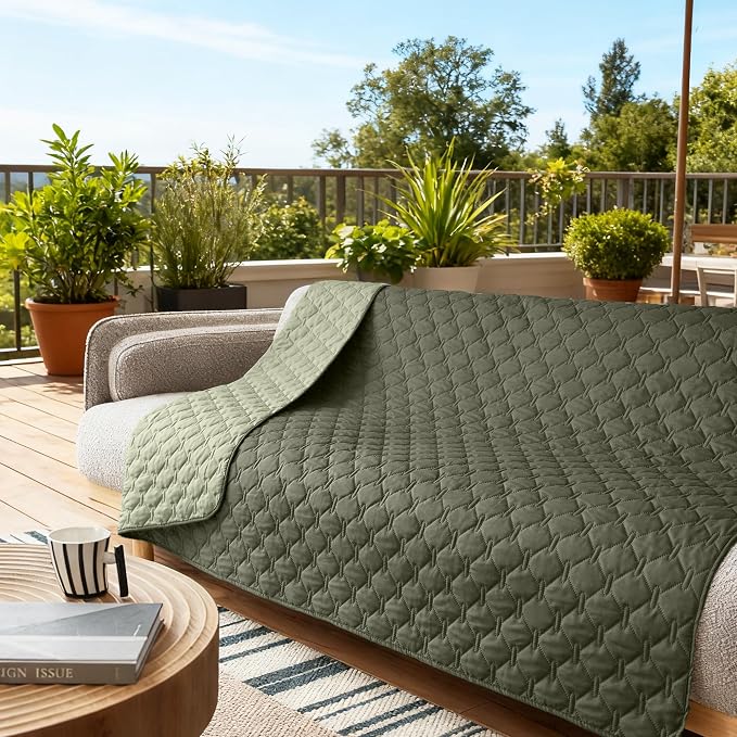 gogobunny 100% Double Sided Waterproof Dog Blanket Soft Pet Bed Cover Reversible Protect Furniture Couch Sofa Car for Puppy Large Dog Cat (Dark Olive/Light Olive, 82x120 Inch (Pack of 1)) - Image 7