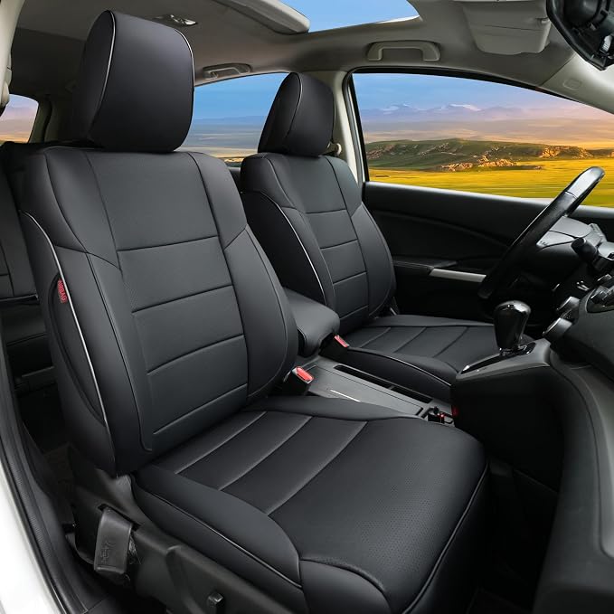 Lolcar CRV Seat Covers Custom Fit for Honda CRV 2015 2016 Full Set Car Seat Cover for SUV, Leather Truck Seat Protectors,Faux Leather (Black) by LOLCAR