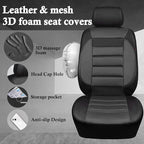 CAR PASS 3D Foam Leather Car Seat Covers Two Front Seats only, Air Mesh Thick Seat Covers, All Weather Car Seat Cover Comfort & Protection for Truck,SUV,Sedan,Van, Airbag Compatible (Charcoal Gray) - Image 3