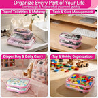 YQBRAO Clear Hard Shell Zipper Cases, 6 Multi-Size Organizers, Pink | Rigid clear shells in three practical sizes organize toiletries, cosmetics, cables, stationery and household essentials - Image 3
